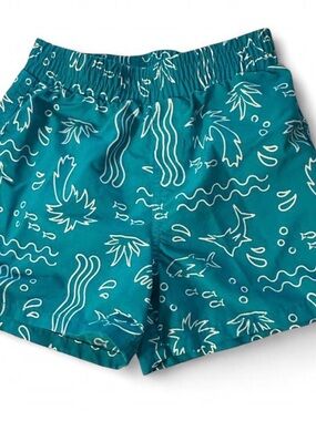 Columbia Teal and White Kids Swim Trunks